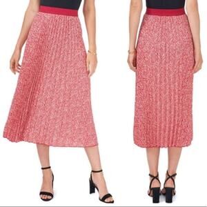 NWT Vince Camuto PINK Pleated Midi Skirt in Polka Dot Womens NWT $79 See Video